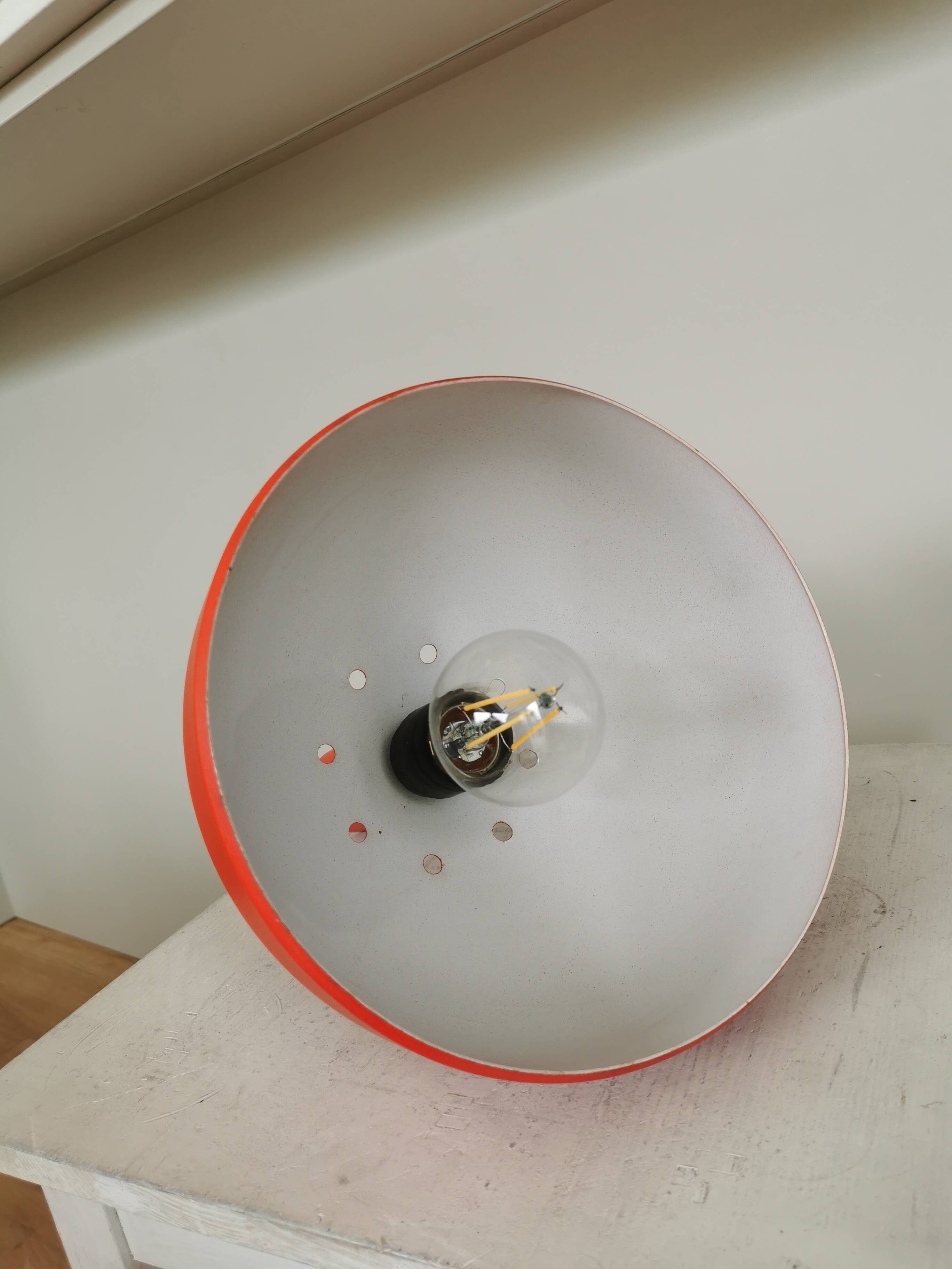Vintage Orange Chrome Pendant Light: 1970s Space Age Lamp