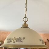 Glass and brass chandeliers