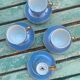 Iridescent blue coffee set