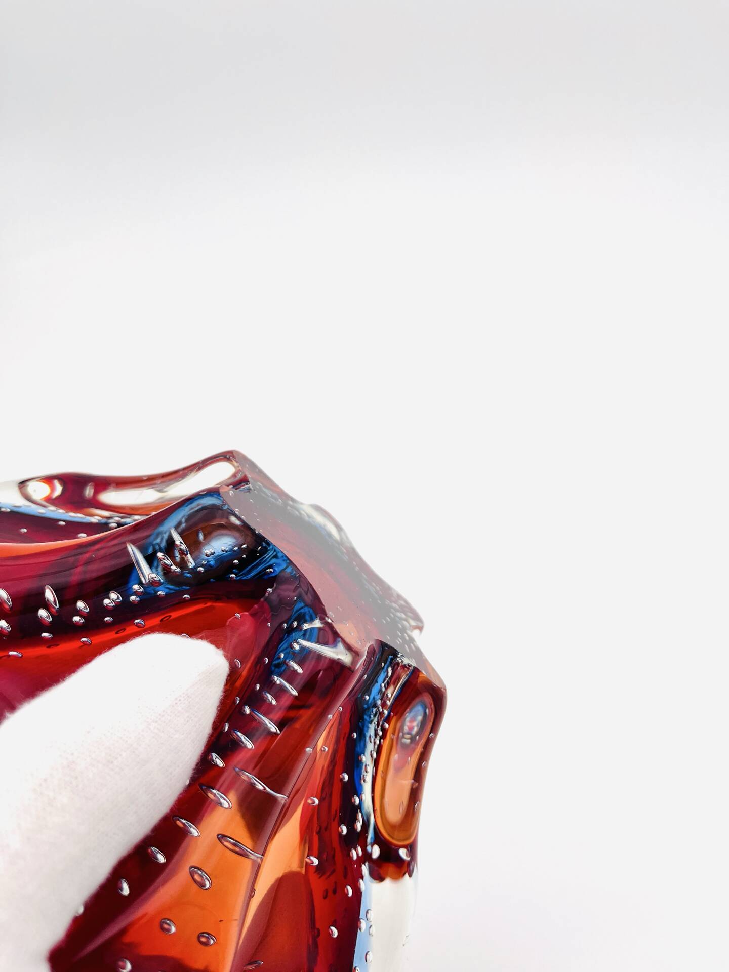 Murano Ashtray - Archimede Seguso - Bullicante - Red Blue Sommerso