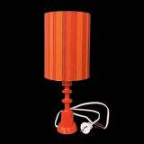 Vintage side lamp in orange painted wood and ribbed fabric shade
