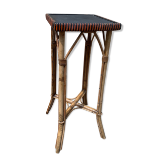 Old-handed wooden plant holder rattan and wicker
