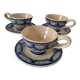 Trio of Ti-Bihan St Malo cups and saucers by Yvon Roy