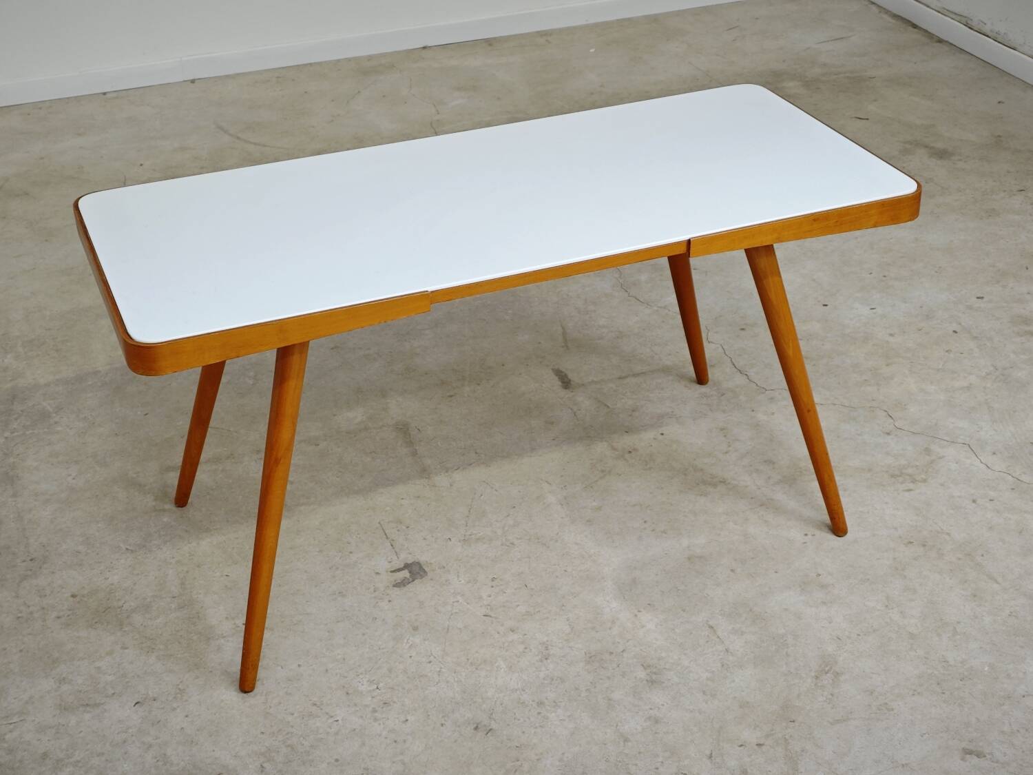 White opaxit coffee table by Jiri Jiroutek for Cesky Nabytek 1960