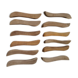 12 knife holders made of vintage olive wood from the 70s