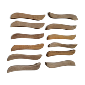 12 knife holders made of vintage olive wood from the 70s