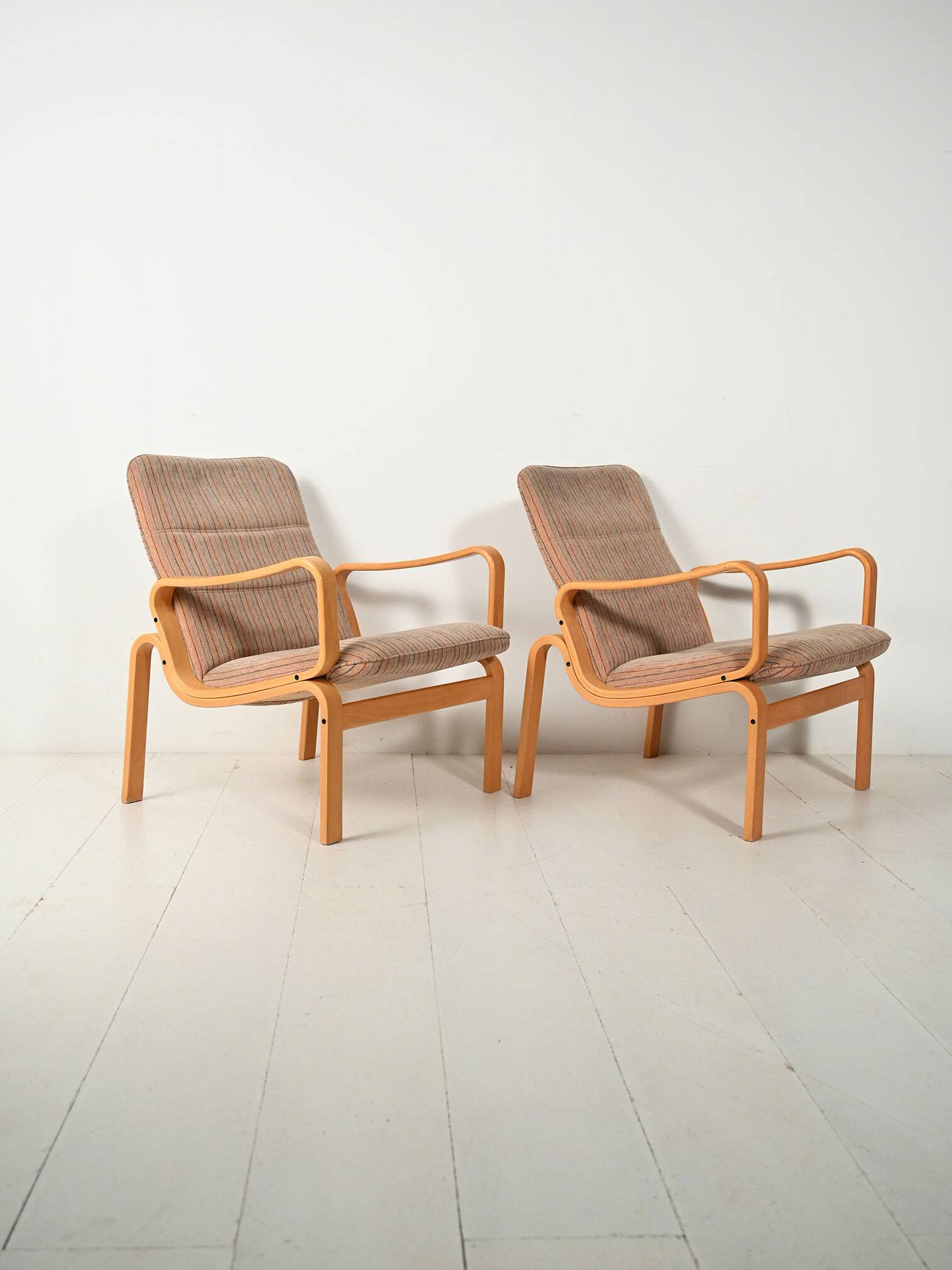 Pair of Swedish Ire Möbler bent beech armchairs, 1960s
