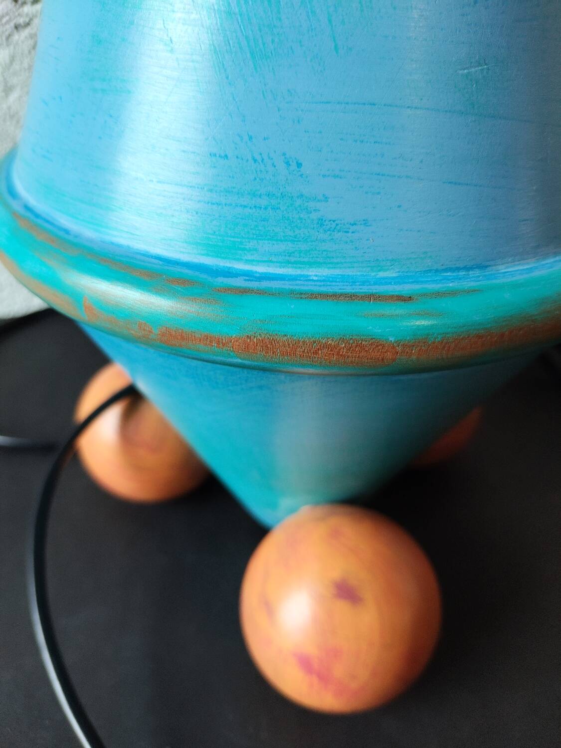 Patinated wooden sculptural lamp – unique piece