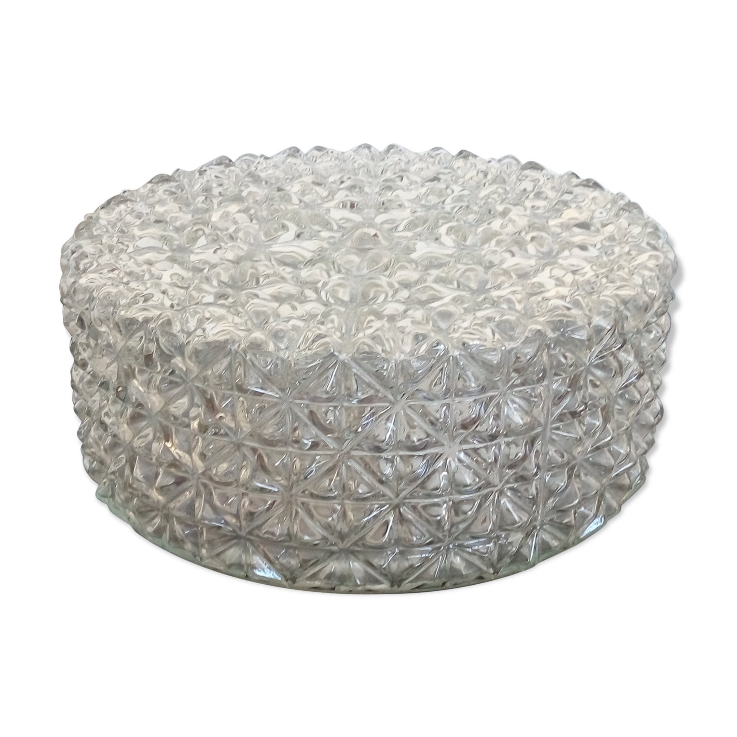 Ceiling / wall light round metal and glass - 50s