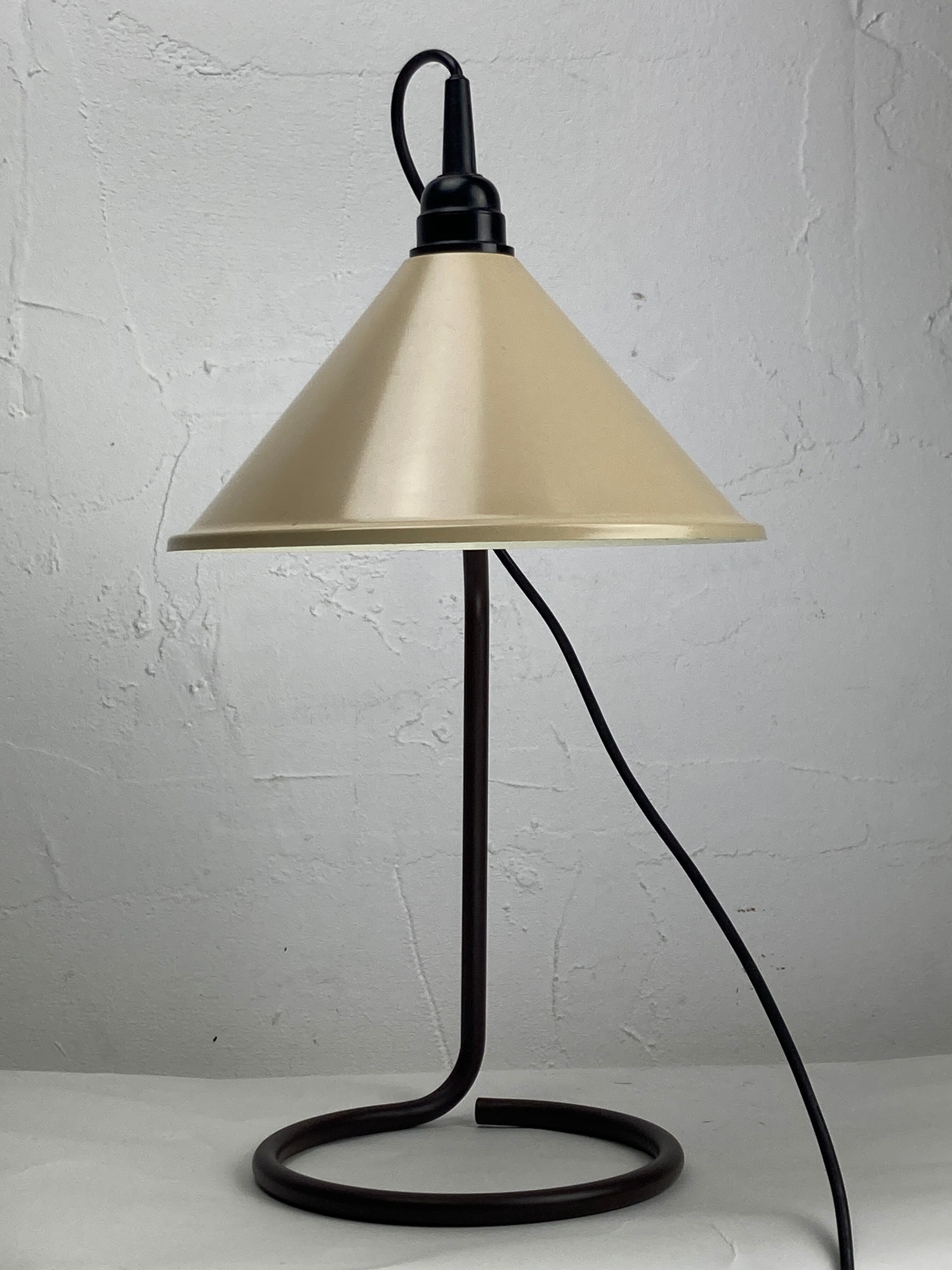 Brown metal "modernist" architectural desk lamp, Dutch 1970s