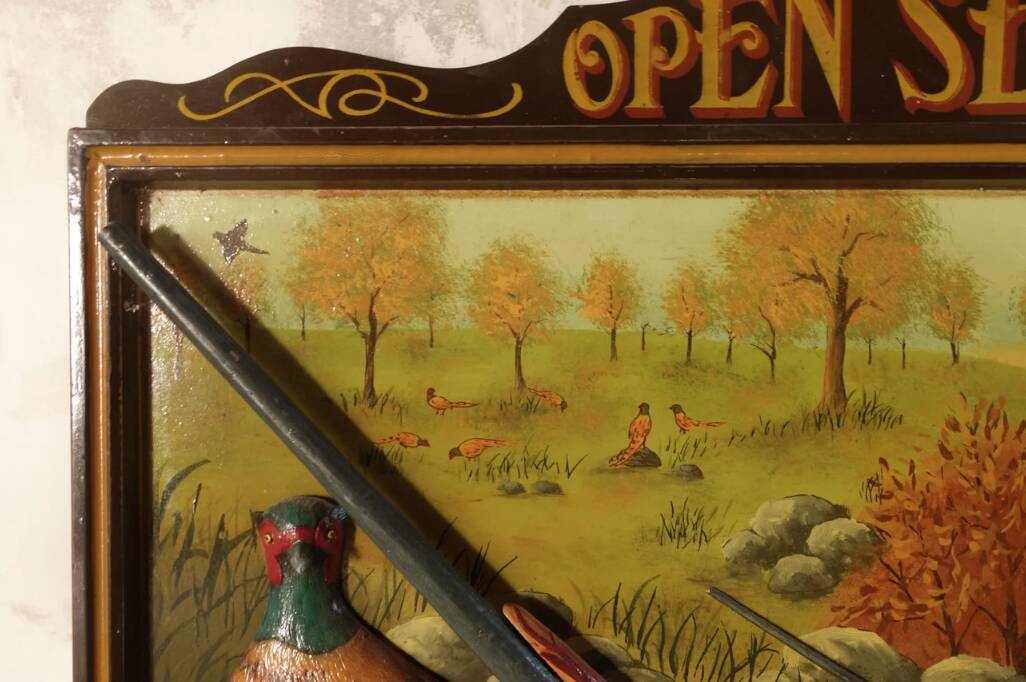 Country Corner Scène Chasse. Decoration Murale Vintage.