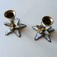 Pair of vintage brass and mother-of-pearl candlesticks