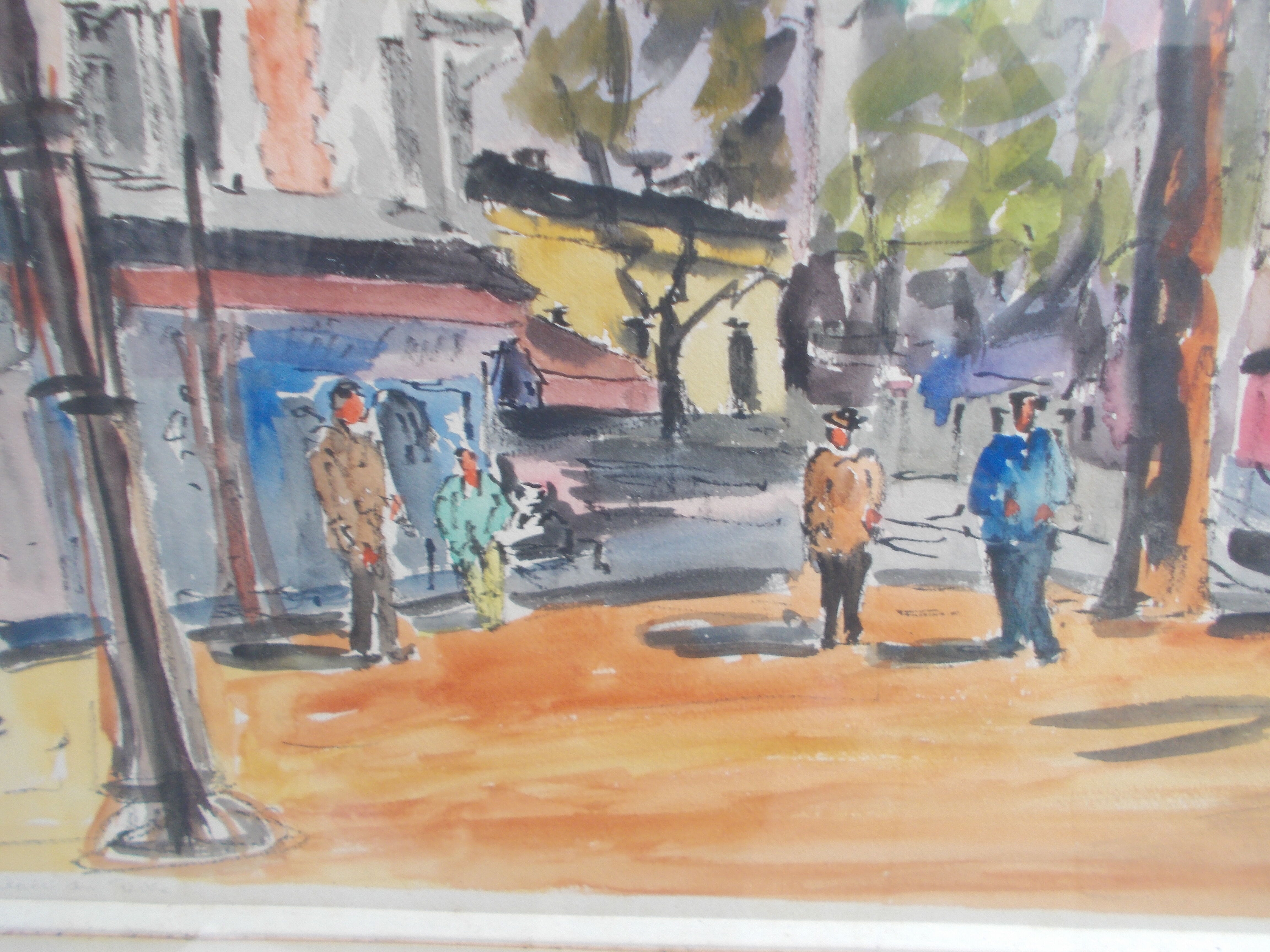 Watercolor painting Paris 1954 Jean Micas