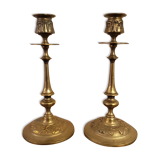 Pair of brass candle holders