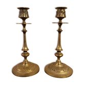 Pair of brass candle holders