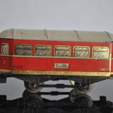 Tin litho brand LR spring-loaded toy locomotive