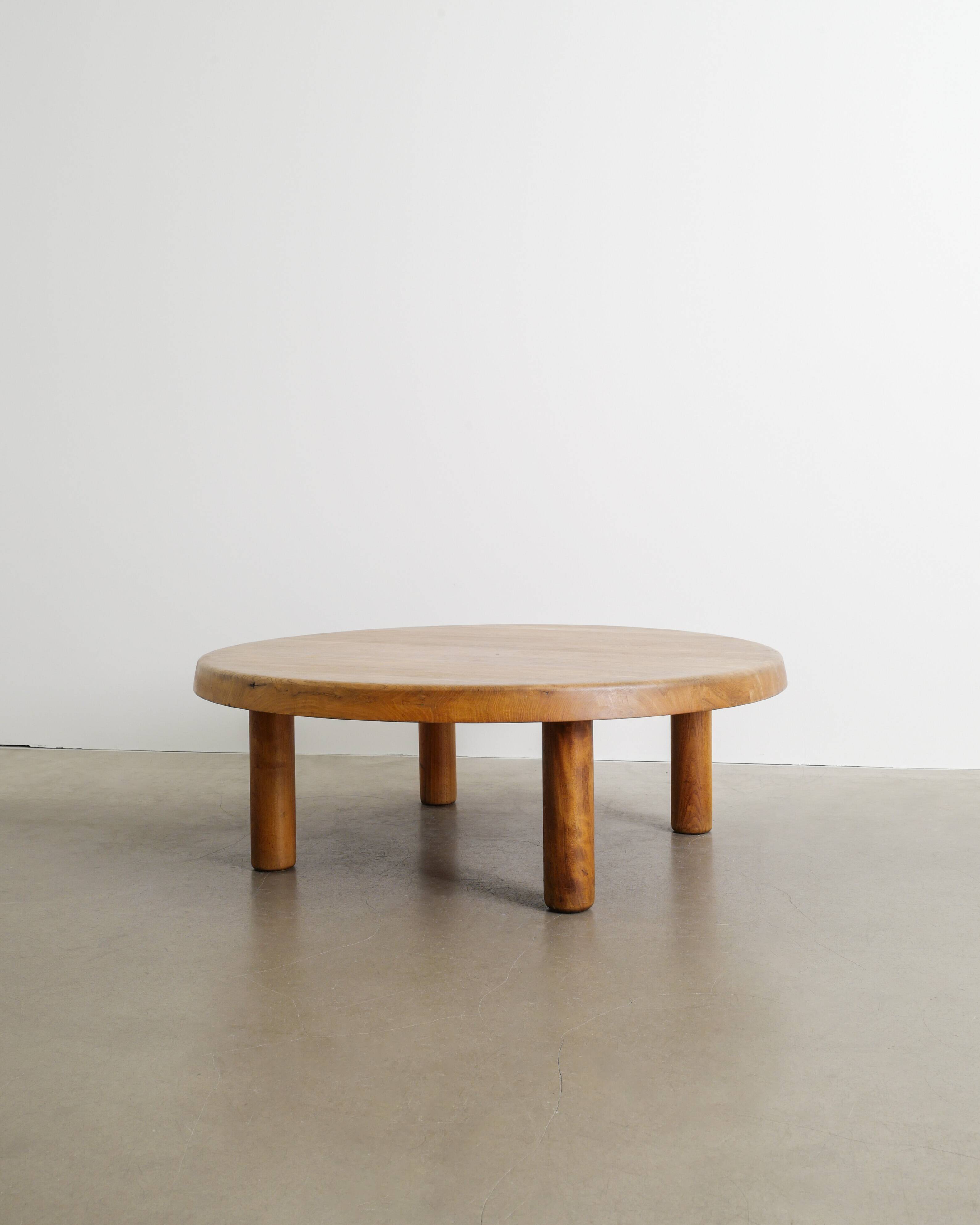 French Mid Century Wooden "T02M" Coffee Table in Elm by Pierre Chapo, 1960