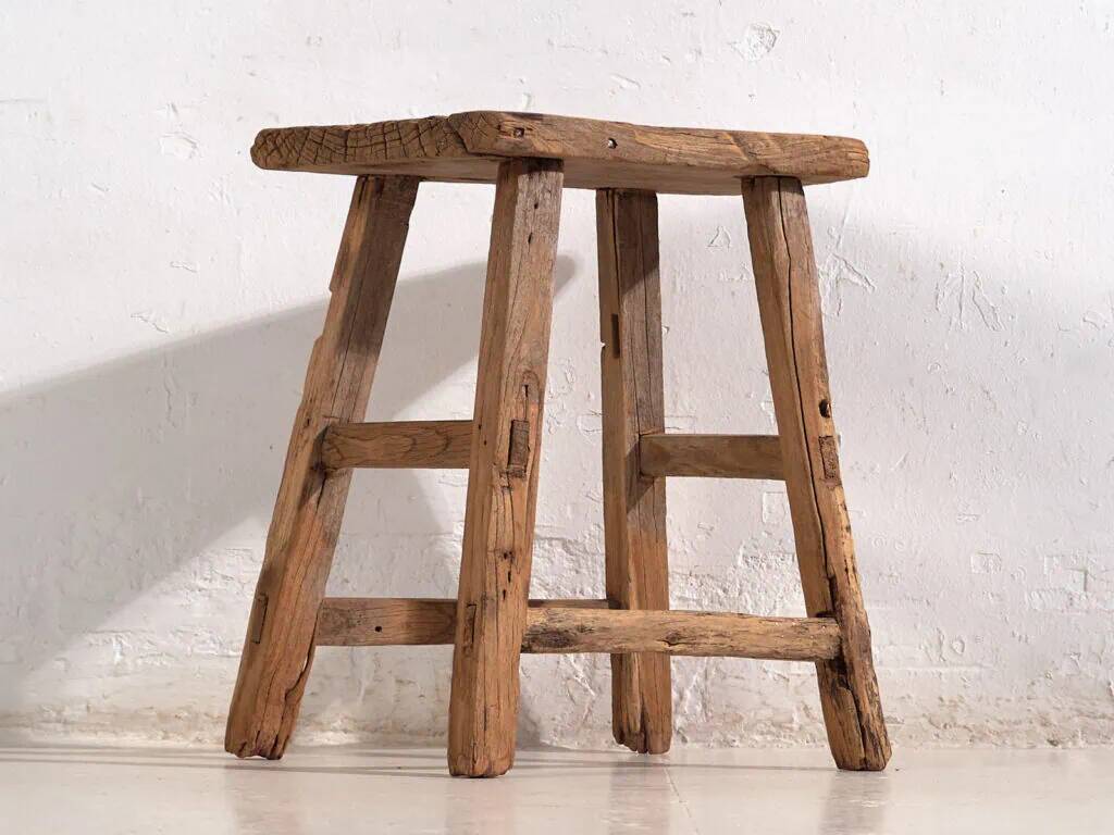Tabouret ancien de style primitif (c.1900) #5