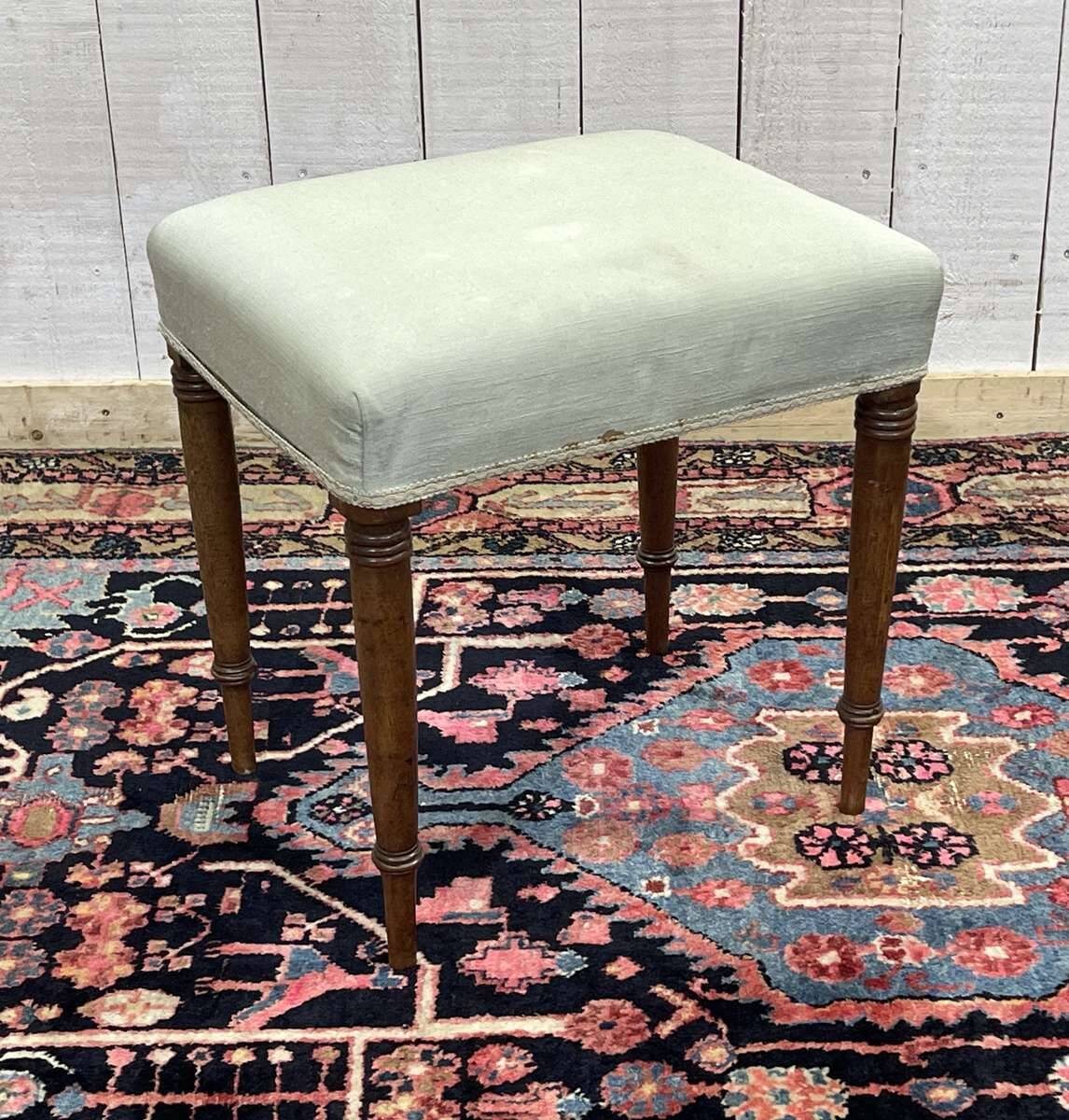 1950s English vanity stool in walnut.