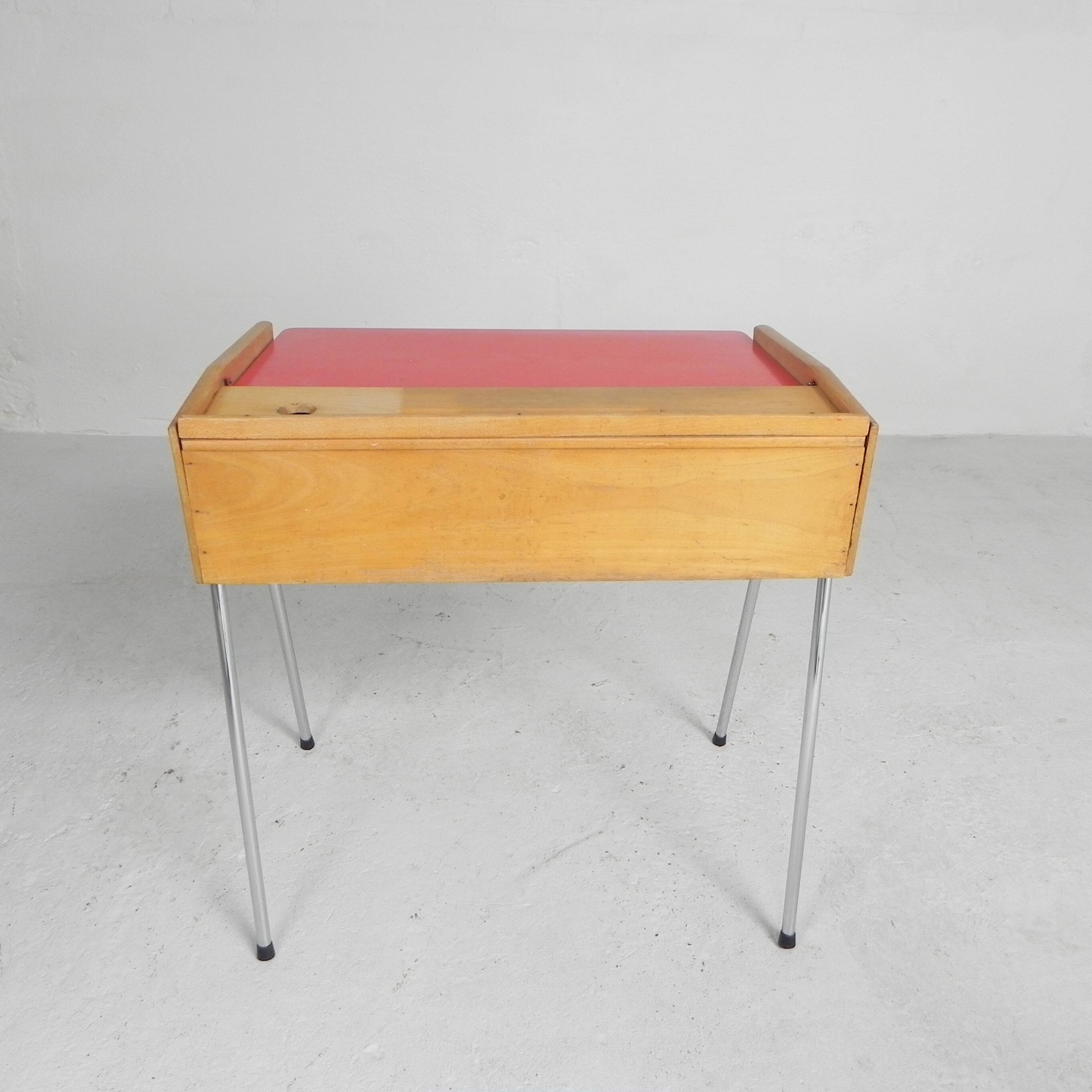 Antique children's desk with flap, 1950