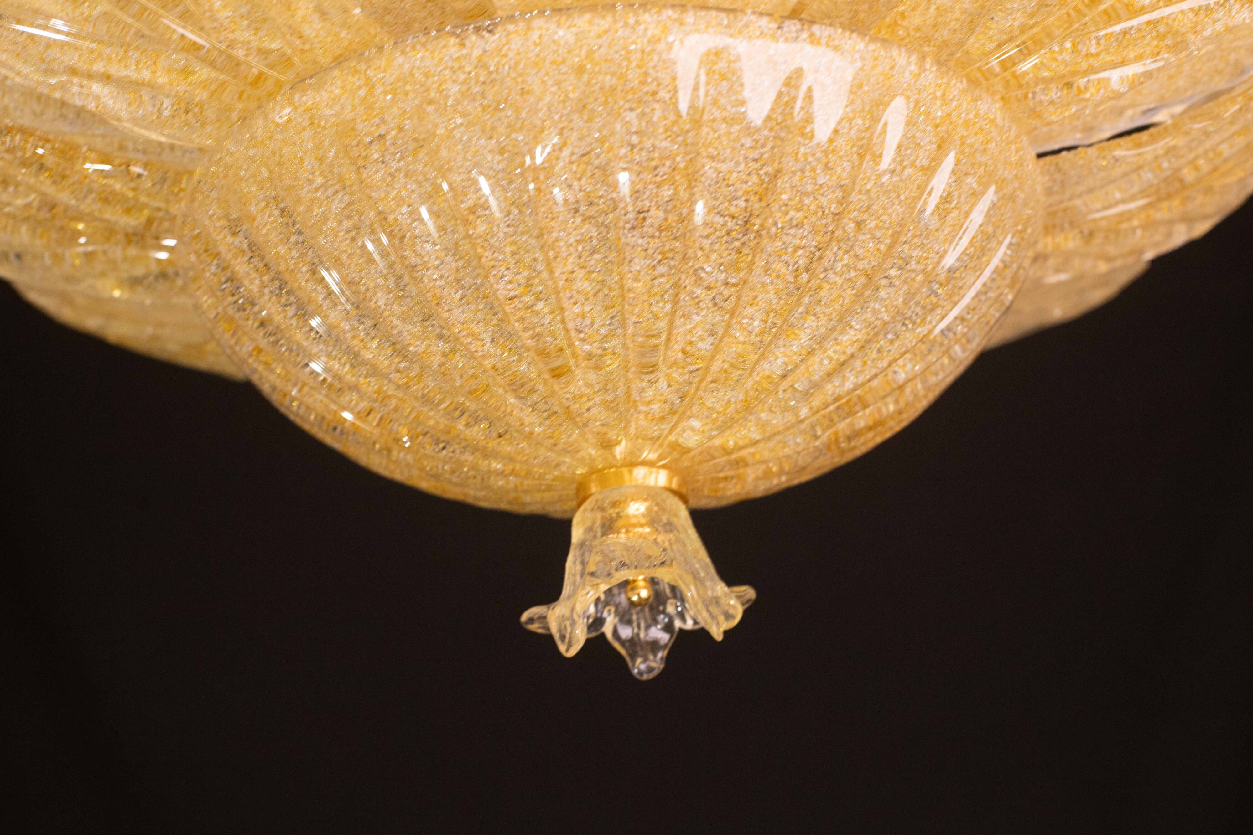 Set of 2 Dubai, Murano Glass Gold Flush Mount, 1970s