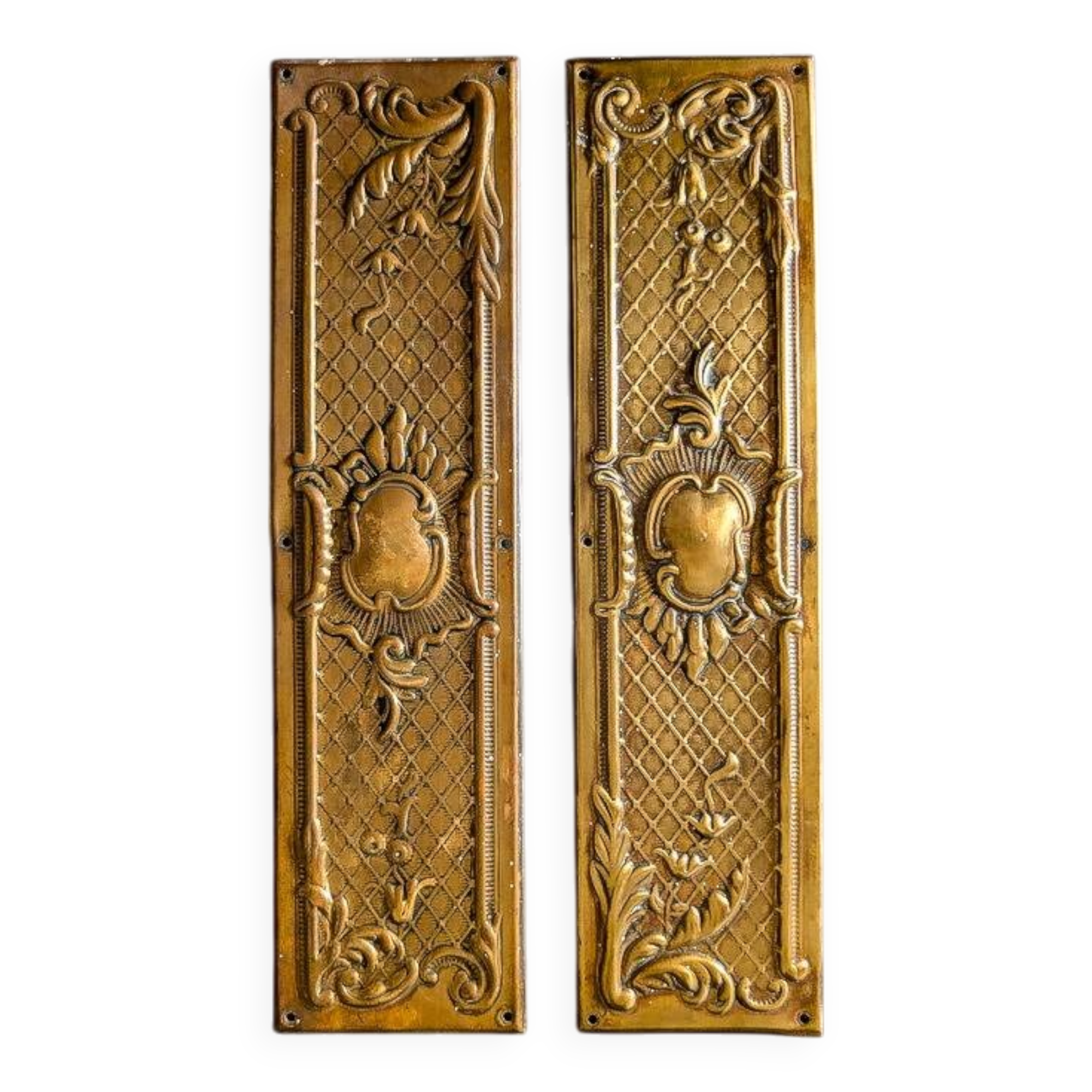 Pair of old door clean plates H30cm