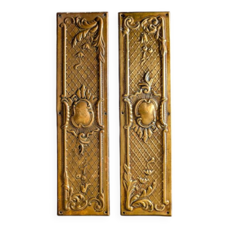 Pair of old door clean plates H30cm