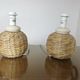 Pair of bedside lamps made of woven sea rush, matching lampshades, 1980.