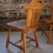 Set of four sculptural pine dining chairs – 1970s