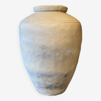 Old limed terracotta grain jar