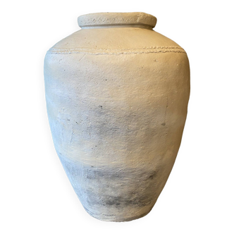 Old limed terracotta grain jar