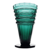 Large antique Art Deco emerald cut crystal vase, Bohemia 1920-1930