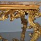 Console rocaille bois doré marbre romain XVIIème