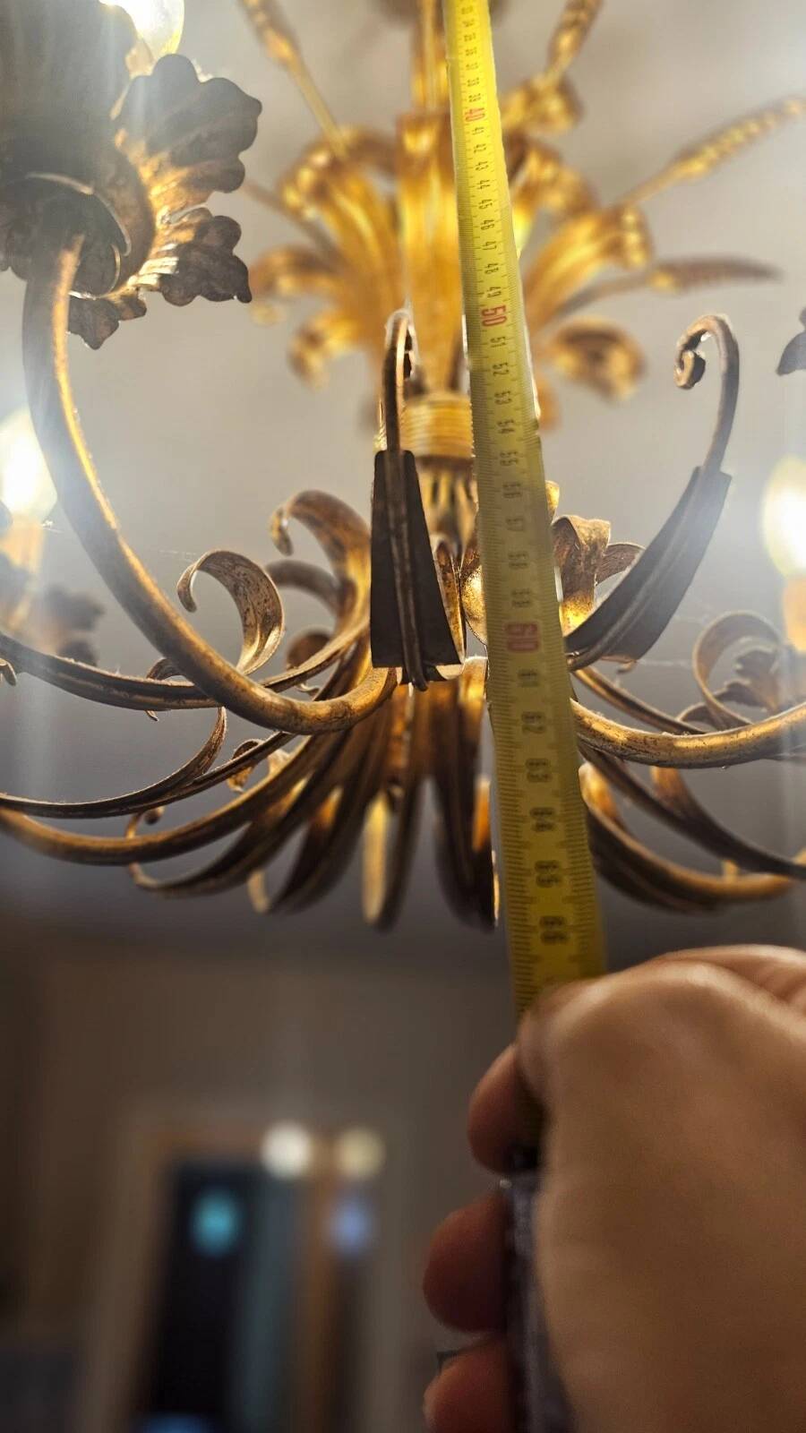 Patinated bronze chandelier with 5 lights – Louis XV style