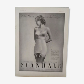 Publicité papier mode femme    lingerie issue revue d'époque 1937