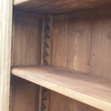 Natural wood bookcase with 3 doors and shelves