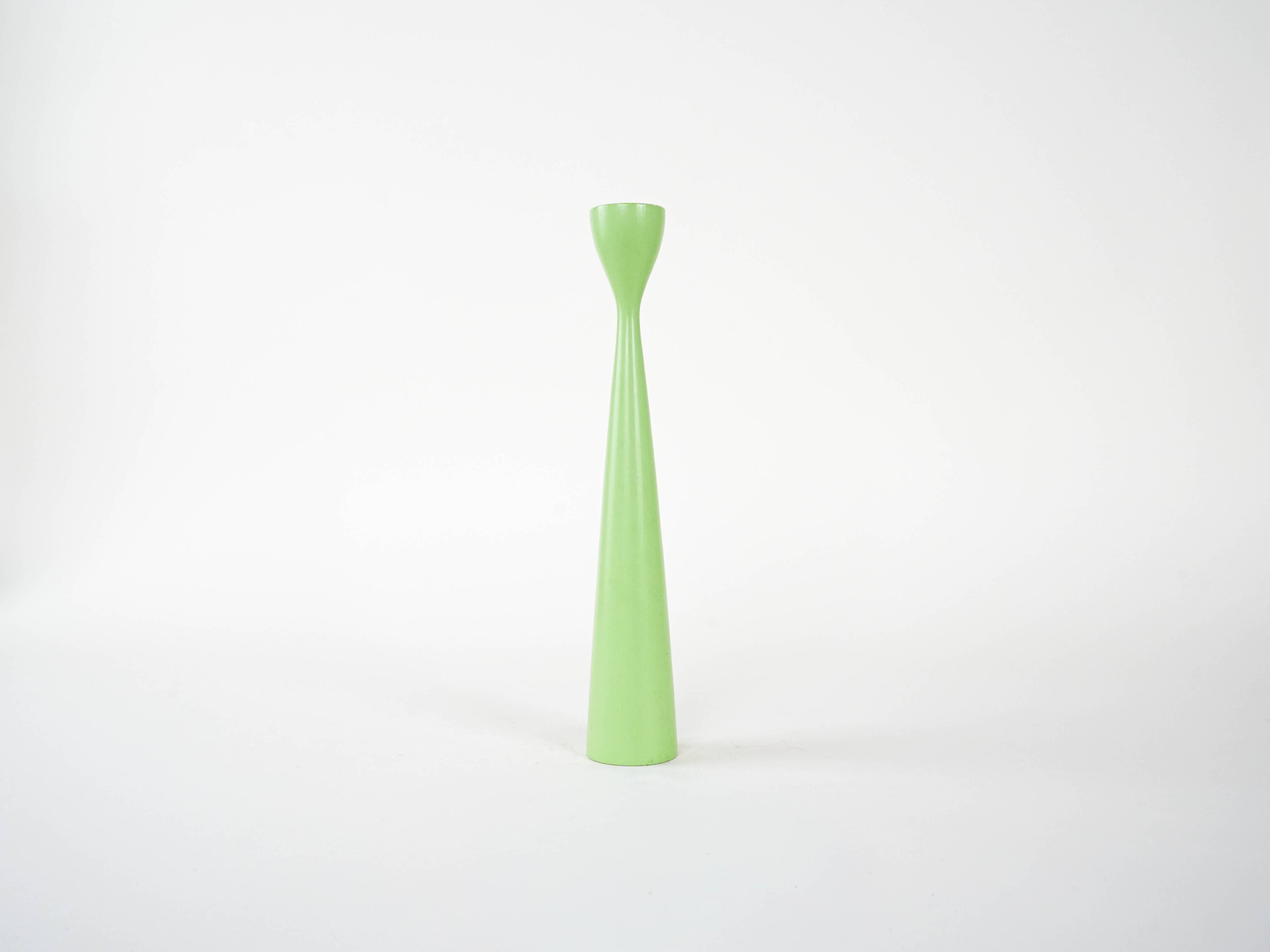 Bougeoir vert pastel, design danois, années 1970, fabriqué au Danemark