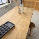 Pine and oak farmhouse table with multiple drawers, communal type, 240cm.