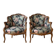 Louis XV style armchairs, the pair.
