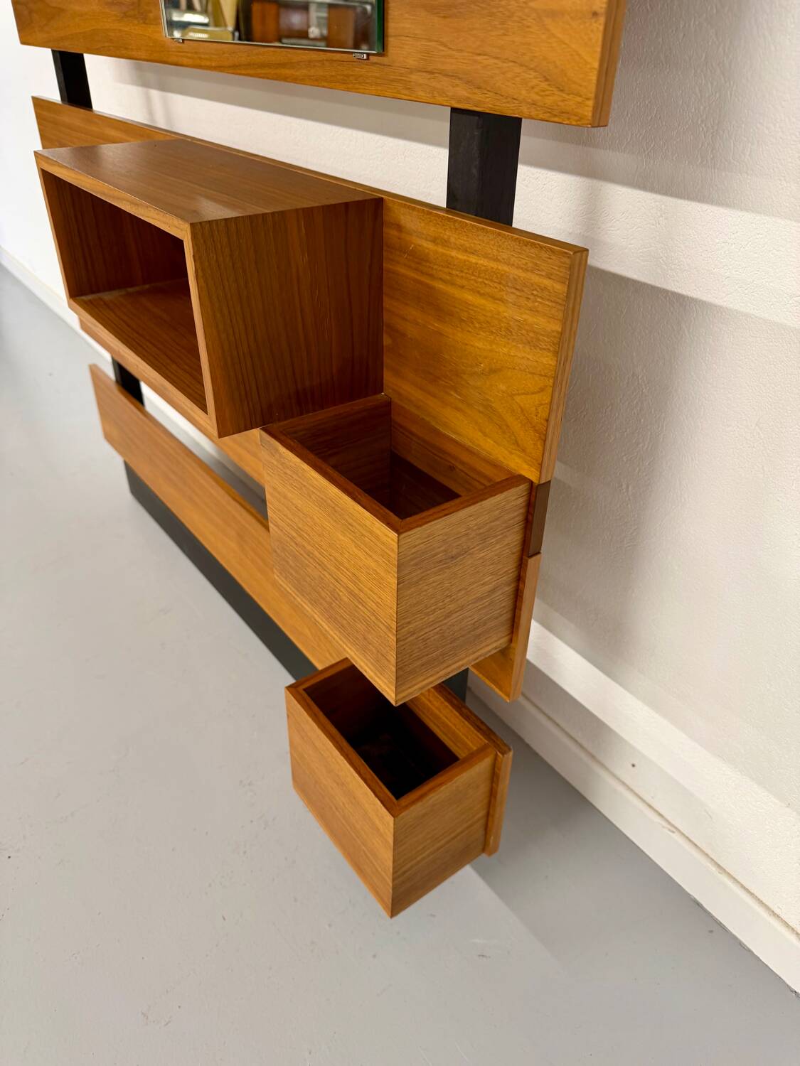 Scandinavian design teak wall unit with entrance door from the 70s