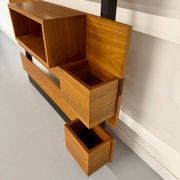 Scandinavian design teak wall unit with entrance door from the 70s