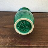 Old vase coop Noel 1955 ceramics green relief vintage decoration