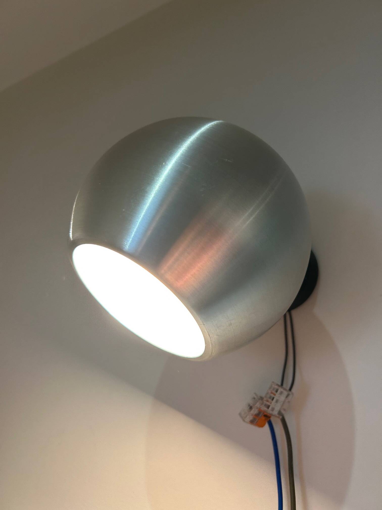 round brushed metal wall light 1970