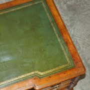 Antique double-sided desk C Hindley & Son in oak and leather