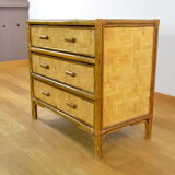 Bamboo & rattan chest of drawers vintage 1970