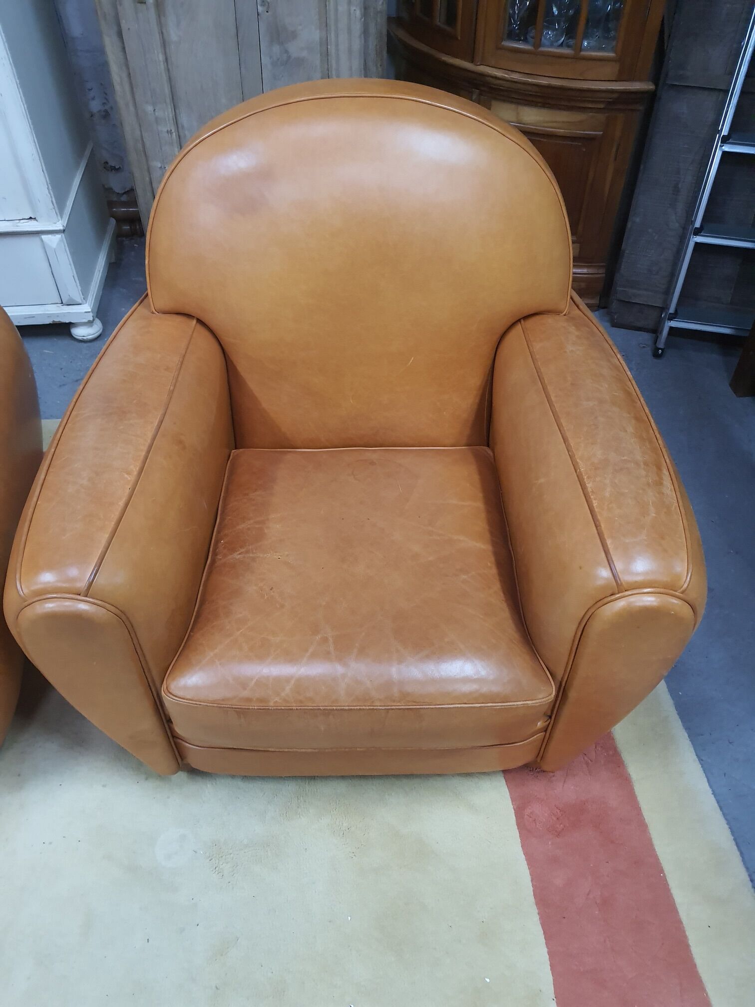 Pair of leather club chairs