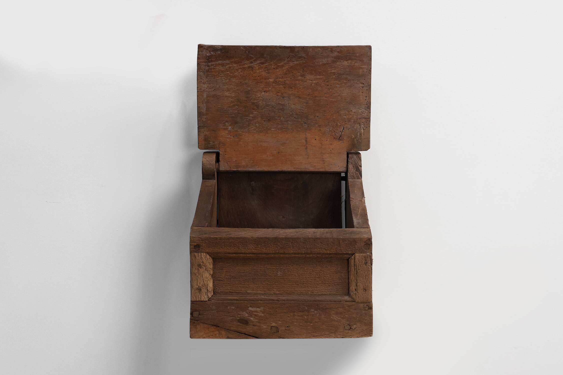 Antique French Oak Wall Salt Box, ca. 1850