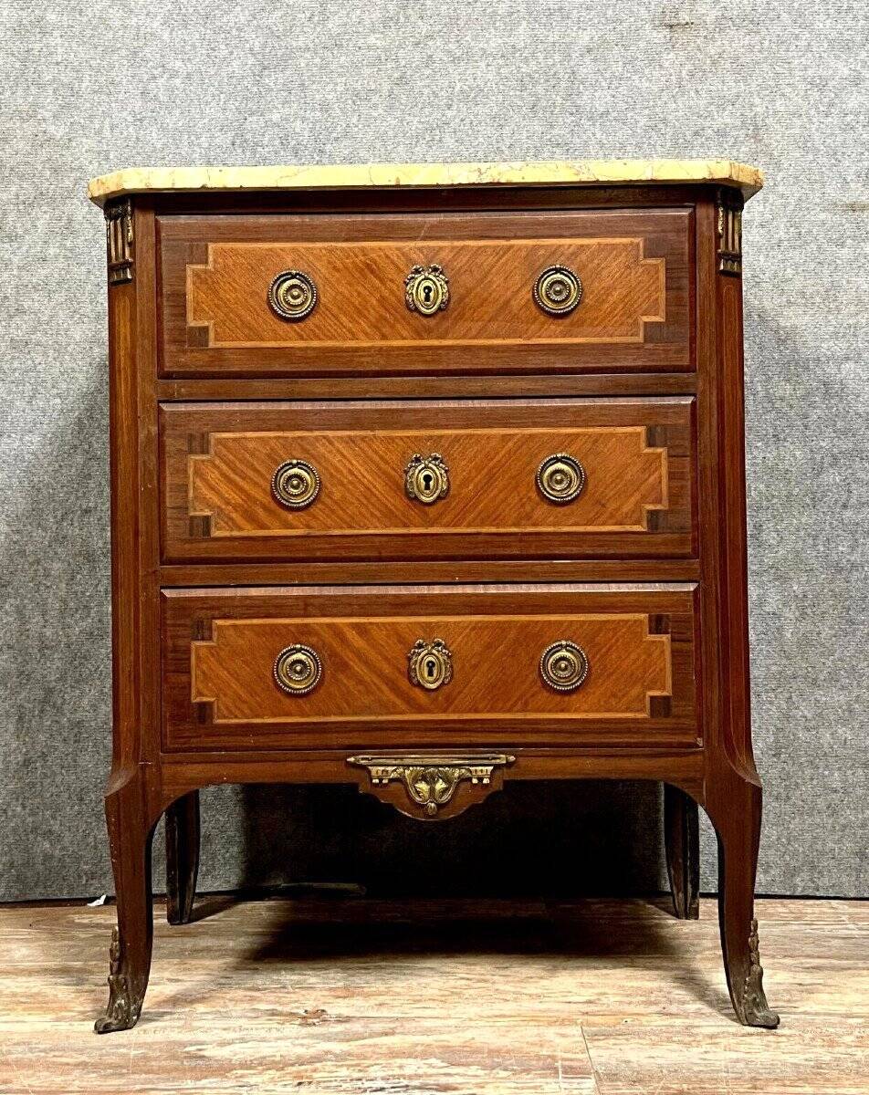 Louis XV style ladies' chest of drawers in marquetry circa 1850