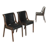Chaises vintage en hêtre et similicuir, Italie, années 1960