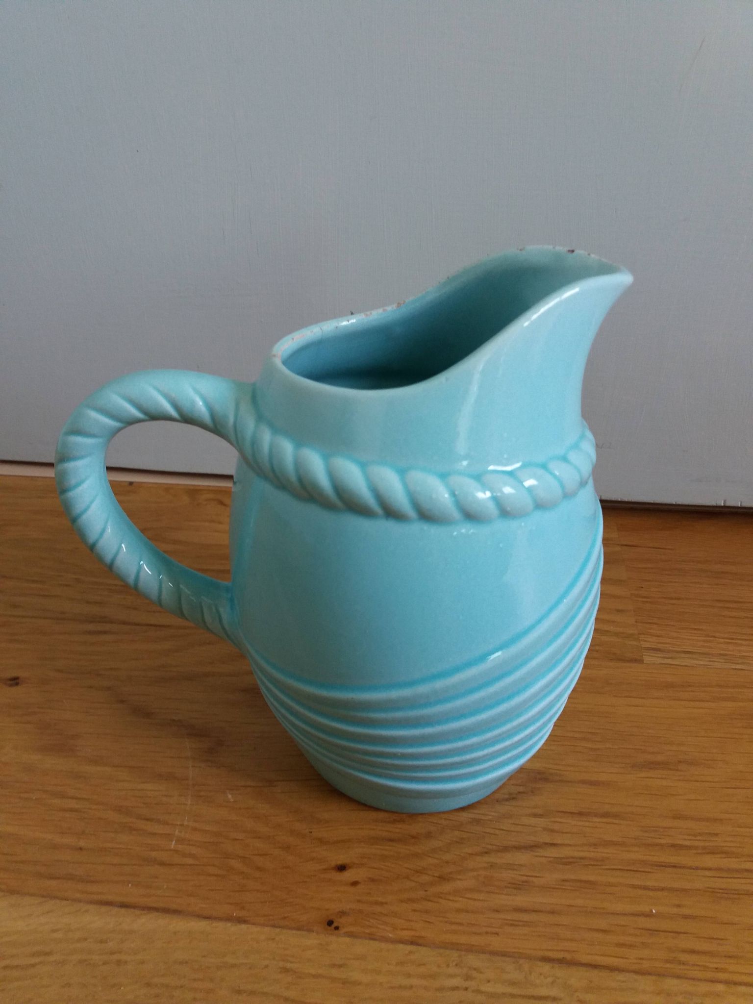 Poet Laval light blue slip pitcher